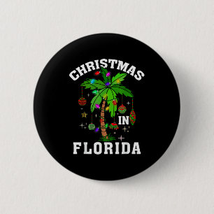 Christmas In Florida Deck The Palm Tree Xmas Winte 6 Cm Round Badge