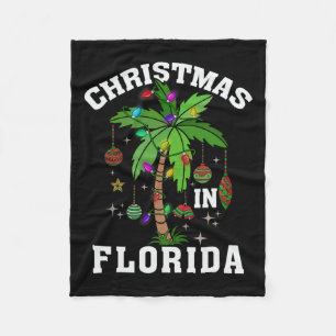 Christmas In Florida Deck The Palm Tree Xmas Winte Fleece Blanket