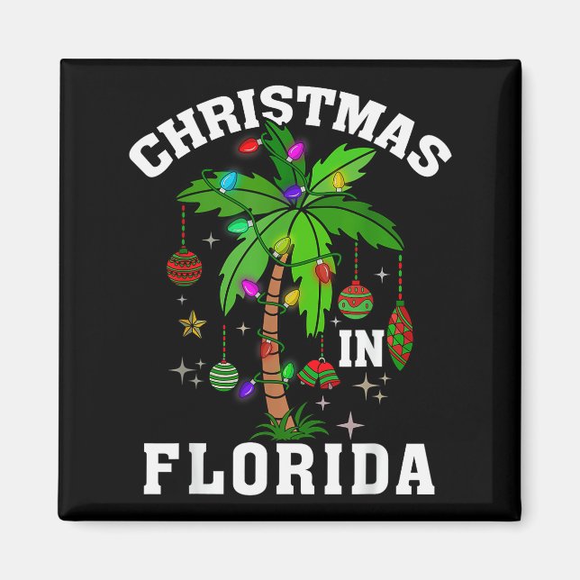 Christmas In Florida Deck The Palm Tree Xmas Winte Magnet (Front)