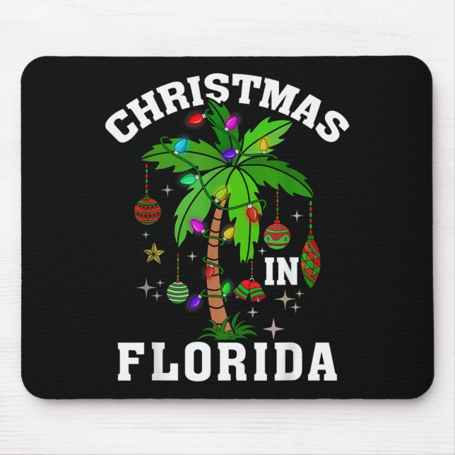 Christmas In Florida Deck The Palm Tree Xmas Winte Mouse Pad (Front)