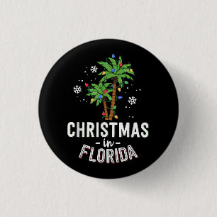 Christmas In Florida Deck The Palm Trees Family Va 3 Cm Round Badge