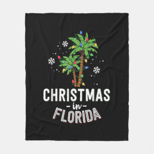 Christmas In Florida Deck The Palm Trees Family Va Fleece Blanket