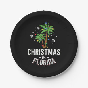 Christmas In Florida Deck The Palm Trees Family Va Paper Plate