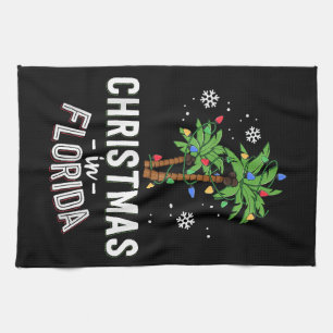 Christmas In Florida Deck The Palm Trees Family Va Tea Towel