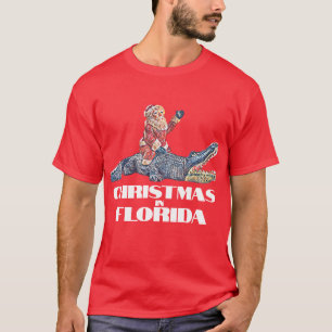 Christmas in Florida Santa Claus riding Alligator  T-Shirt