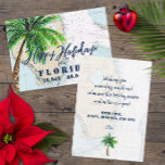 Christmas in Florida Tropical Happy Holidays Holiday Card<br><div class="desc">Nautical Boutique Co.'s popular Christmas in Florida card returns with a fresh new look this year! The design, set on the authentic nautical chart for South Florida, features hand-lettered script typography for "Happy Holidays" and your sentiment paired with nautical stencil typography for "Florida, " your latitude and longitude, and your...</div>