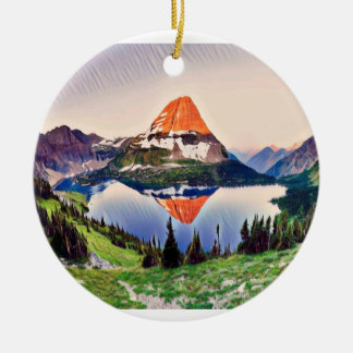 Christmas in Glacier Park Ceramic Ornament