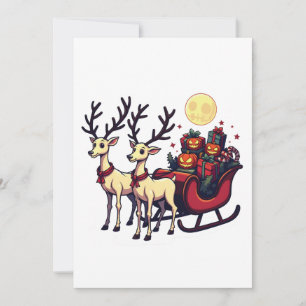 Christmas in Halloween Reindeer Pumpkin Presents Invitation