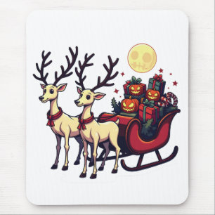 Christmas in Halloween Reindeer Pumpkin Presents Mouse Pad
