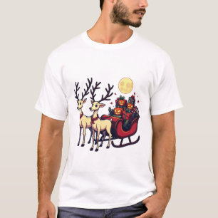 Christmas in Halloween Reindeer Pumpkin Presents T-Shirt