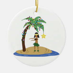 Christmas in Hawaii Ceramic Ornament