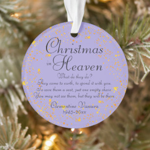 Christmas In Heaven Gold Purple Memorial Photo Ornament