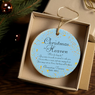 Christmas In Heaven Gold Splatter Memorial Photo Ceramic Ornament