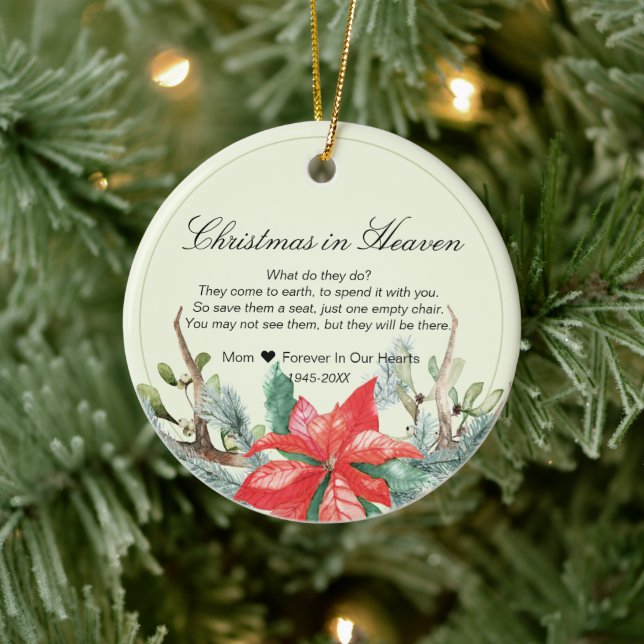 Christmas In Heaven Memorial Photo Keepsake Ceramic Ornament (Tree)