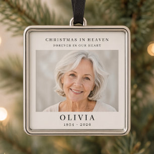 Christmas in Heaven Personalised Memorial Photo Metal Ornament