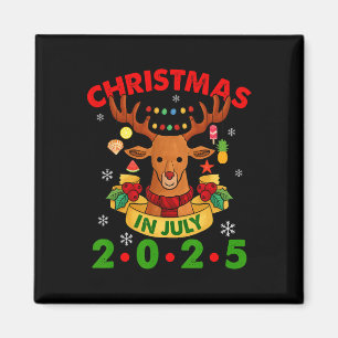 Christmas In July 2025 Reindeer Xmas Lights Summer Magnet