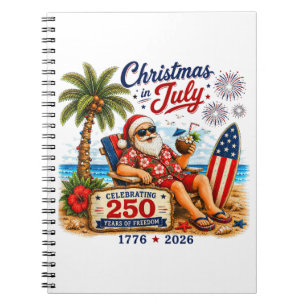Christmas in July 250 Years of Freedom Beach Santa Notebook