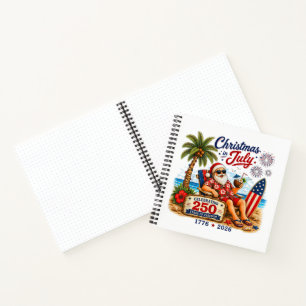 Christmas in July 250 Years of Freedom Beach Santa Notebook