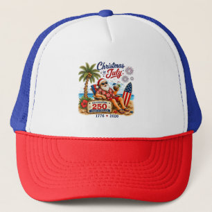 Christmas in July 250 Years of Freedom Beach Santa Trucker Hat