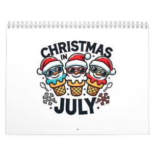 Christmas in July 4th of July Ice Cream USA  Calendar