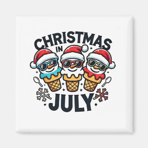 Christmas in July 4th of July Ice Cream USA Magnet