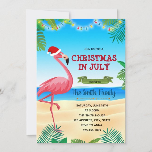 Christmas in july 4th of July invitation (Front)