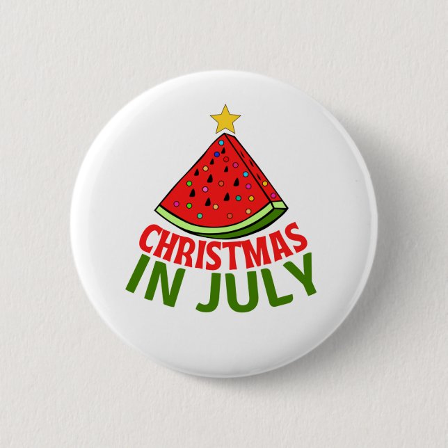 CHRISTMAS IN JULY 6 CM ROUND BADGE (Front)