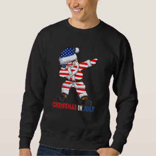 Christmas In July American Flag Dabbing Santa Sweatshirt