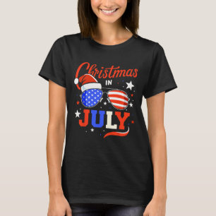 Christmas In July And Patriotic 4th Of July Indepe T-Shirt