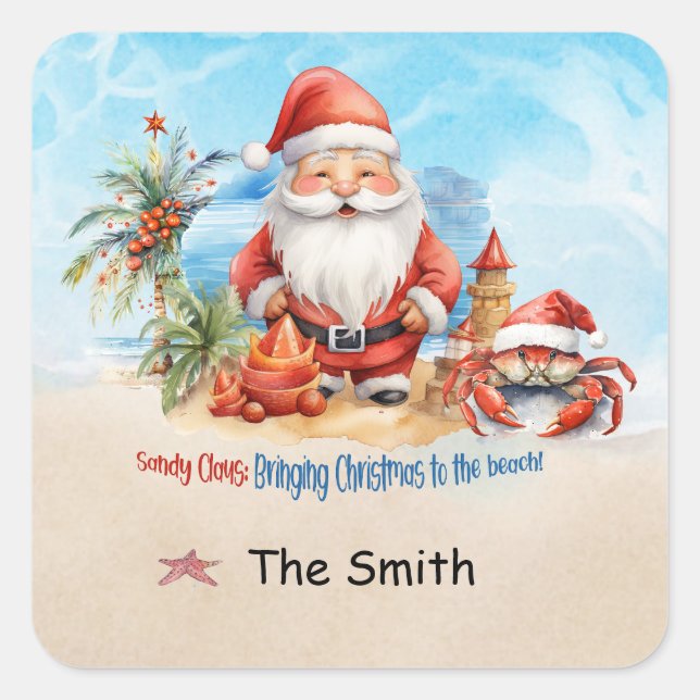 Christmas in July at the beach  Square Sticker (Front)