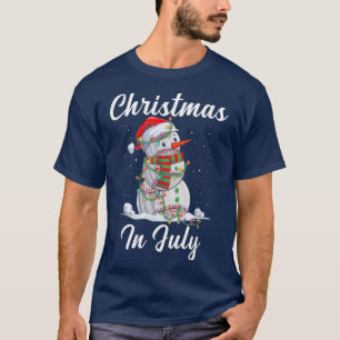 Christmas In July Baseball Snowman Santa Hat Summe T-Shirt