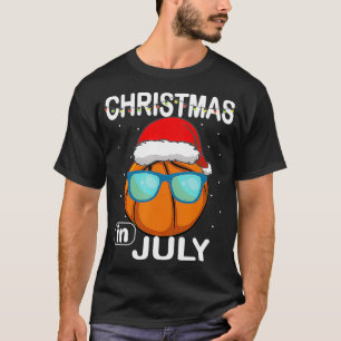 Christmas In July Basketball Santa Sunglasses Xmas T-Shirt