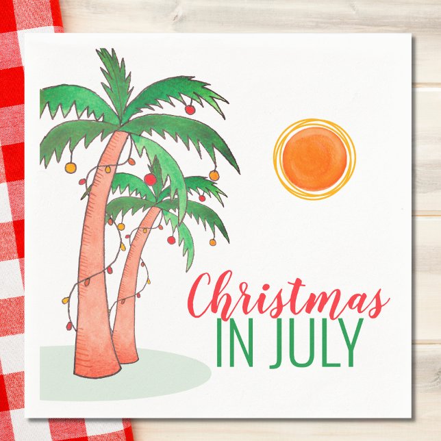 Christmas in July BBQ Party Palm Trees Napkin (Creator Uploaded)