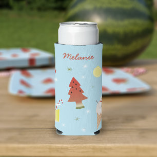 Christmas in July BBQ Summer Party Personalised Seltzer Can Cooler