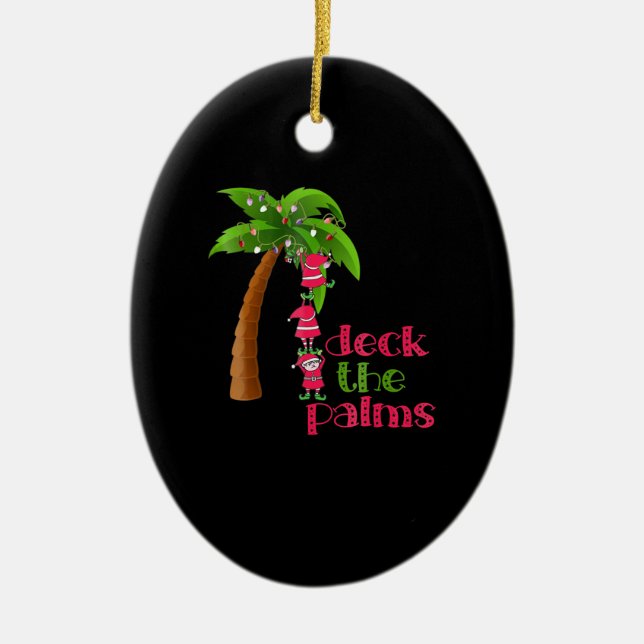 Christmas In July Beach Deck Palms Cruise Ceramic Ornament (Front)