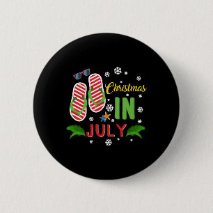 Christmas In July Beach Flip Flops Sunglasses Sun 6 Cm Round Badge