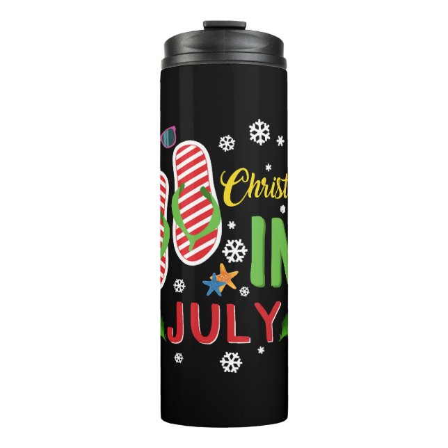 Christmas In July Beach Flip Flops Sunglasses Sun Thermal Tumbler (Front)