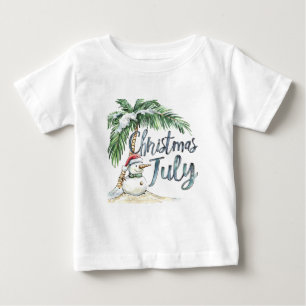 Christmas in July Beach Snowman & Palm Tree Baby T-Shirt