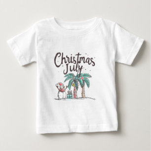 Christmas in July Beach Snowman Palm Tree Summer  Baby T-Shirt