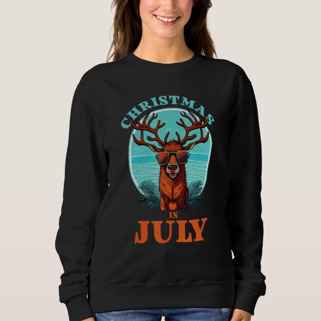 Christmas in July Beach Summer Reindeer Beach Bash Sweatshirt (Front)