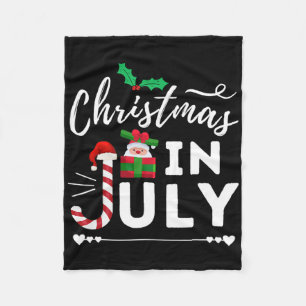 Christmas In July Beach Summer Santa Hat Gift Hawa Fleece Blanket