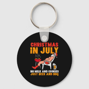 Christmas in july beer and bbq summer xmas in july key ring