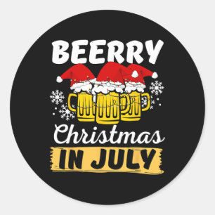 Christmas In July Beerry Xmas Santa Summer Women M Classic Round Sticker