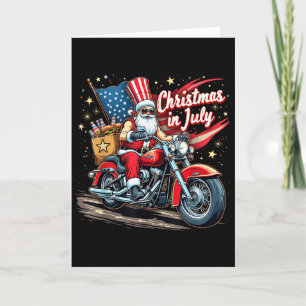 Christmas In July Biker Santa American Funny Summe Card