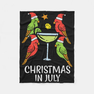 Christmas In July Birds Parrots Summer Xmas Women  Fleece Blanket