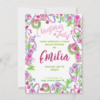 Christmas in July Birthday Invitation
