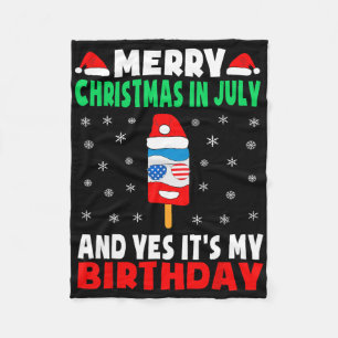 Christmas In July Birthday Shirt Ice Pop In Santa Fleece Blanket