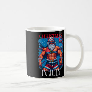 Christmas In July Bodybuilder Santa Claus Usa Flag Coffee Mug