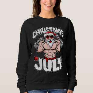 Christmas In July Bodybuilder Santa Kettlebell Gym Sweatshirt