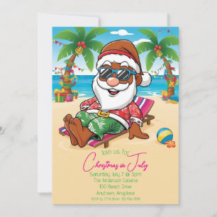 Christmas in July Brown Santa Party Invitation
